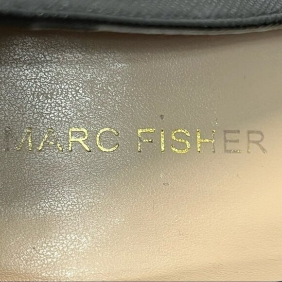 Marc Fisher Marsha Black Leather Peep Toe Platform Pumps with Bows - Picture 12 of 12